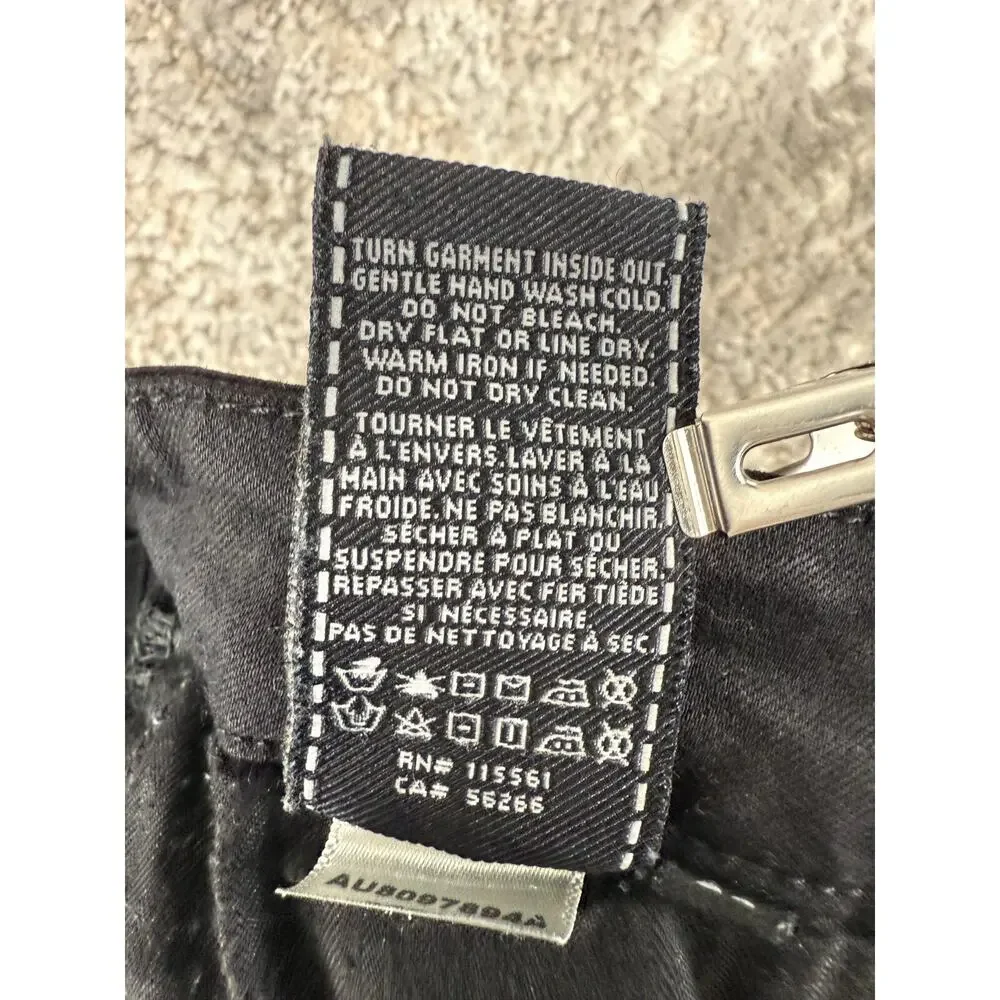 7 For All Mankind Size 27 Distressed Stretch Jeans Black Pants Button Zip Cotton